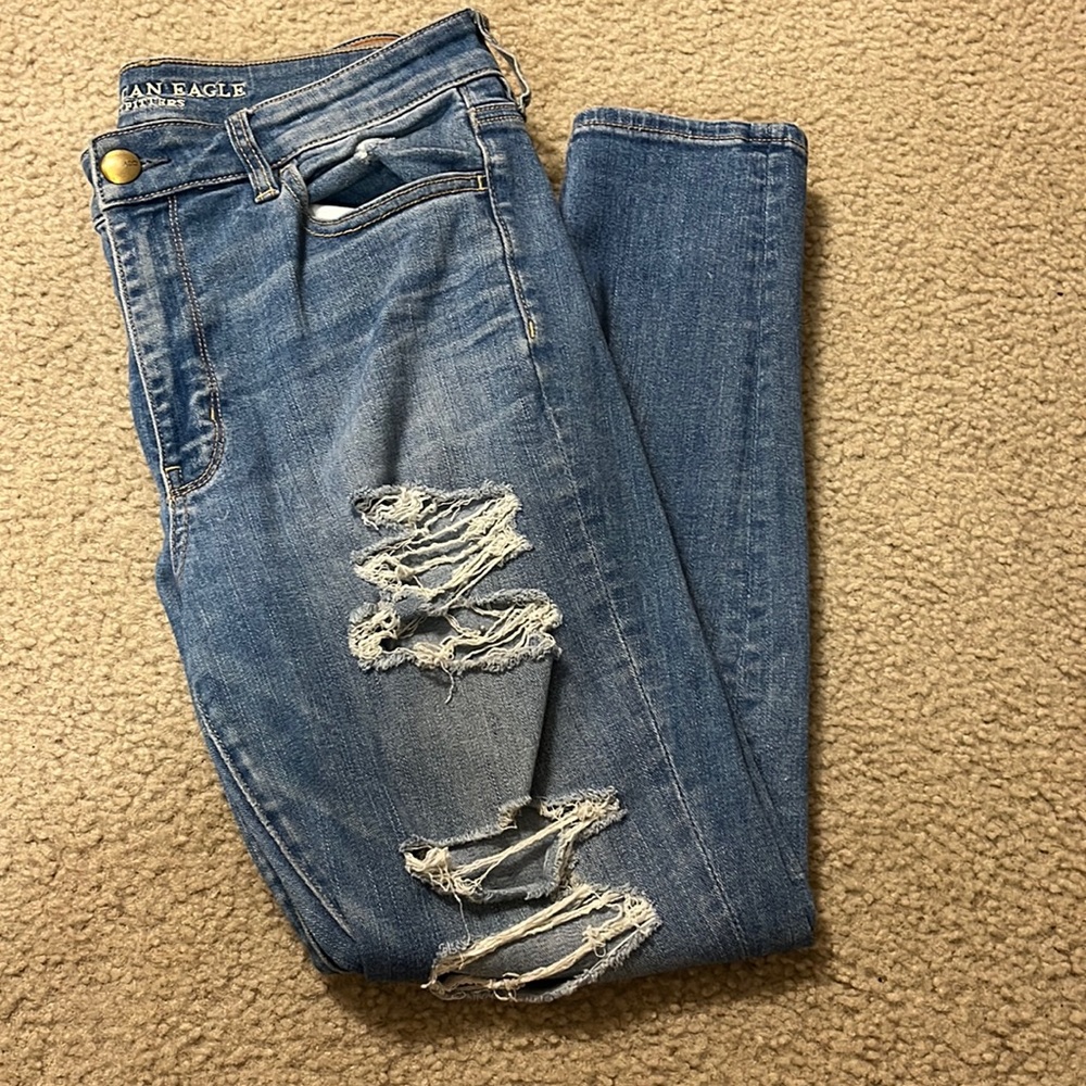 American Eagle Light Wash Hi-Rise Jegging Sz 10
